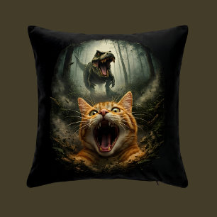 Cojín Decorativo T-Rex Divertido & Gato Gritando Meme