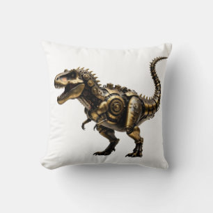 Cojín Decorativo T-Rex Mech Steampunk – Bestia Dino de Latón