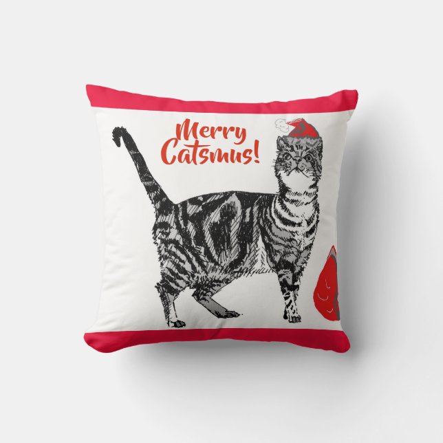 Cojín Decorativo Tabby Cat Merry Christmas Catsmus Cushion (Anverso)