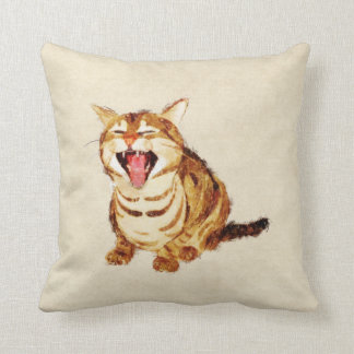 Cojín Decorativo Tabby de bostezo en bosquejo en colores pastel del