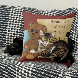 Cojín Decorativo Tabby Home Burgundy Cat