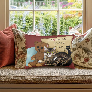 Cojín Decorativo Tabby Home Burgundy Cat