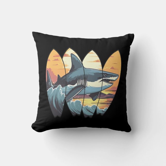 Cojín Decorativo Tablas de surf Great White Shark (Anverso)