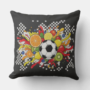 Cojín Decorativo Tablero de ajedrez de fútbol colorido