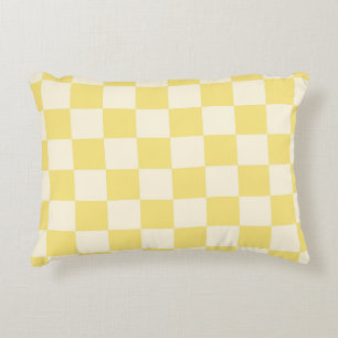 Cojín Decorativo Tablero de cheques amarillo