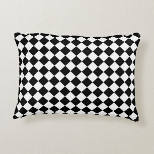 Cojín Decorativo Tablero de damas blanco negro del diamante