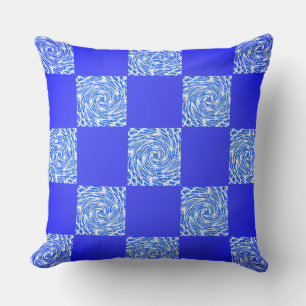 Cojín Decorativo Tablero de verificación azul y remolque