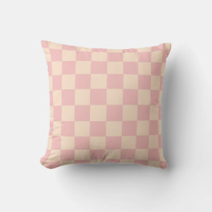 Cojín Decorativo Tablero de verificación rosa y crema