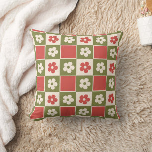 Cojín Decorativo Tablero retro de oscilación verde y rosada