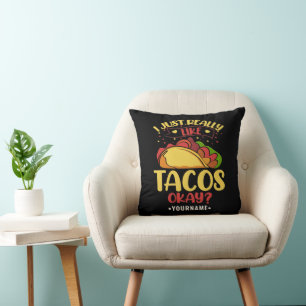 Cojín Decorativo Taco Divertido Diciendo Que Me Gusta Mucho Tacos
