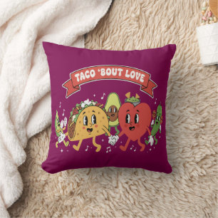 Cojín Decorativo Taco Sobre Amor Lindo Dibujo Animado Retro Día de 