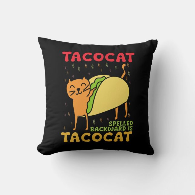 Cojín Decorativo Tacocat Spelled Atrás Los Gatos De Tacos Cinco De  (Anverso)