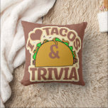 Cojín Decorativo Tacos Trivia Funny Gamer Food Toon Logo<br><div class="desc">A fun I love tacos and trivia funny gaming slogan fun factoid facts lover epic tacos are awesome games and Mexican food love slogan deluxe unique home decor throw pillow cushion. Get a fun tacos and trivia pillow today.</div>
