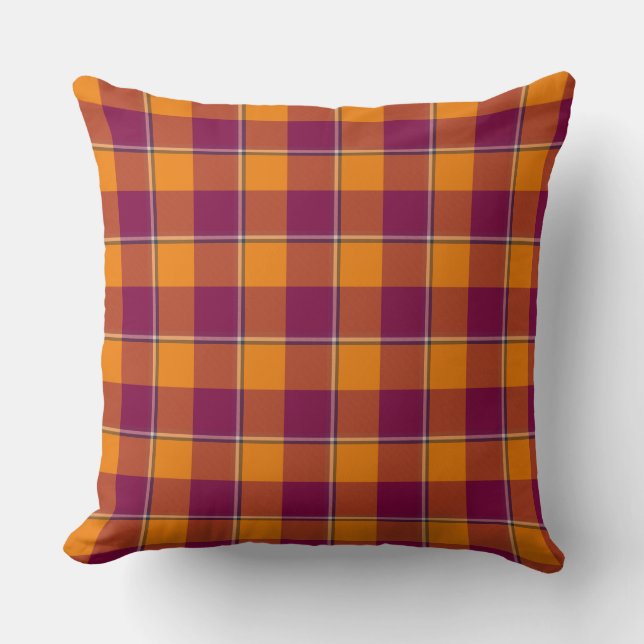 Cojín Decorativo Tahiti Gold and Rose Bud Cherry Plaid Burgundy (Anverso)