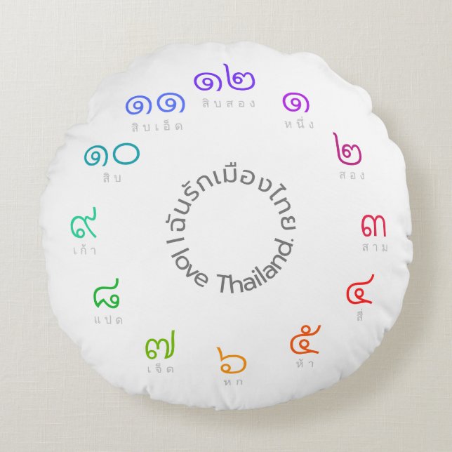 Cojín decorativo tailandés de los números "amo (Anverso)