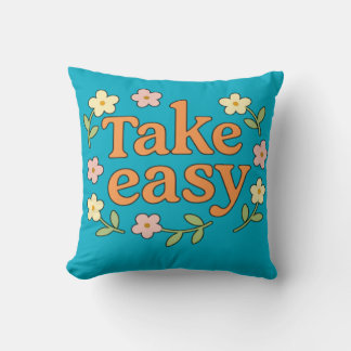 Cojín Decorativo "Take Easy": Positive Retro Floral Illustration
