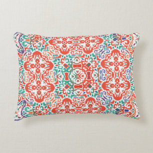 Cojín Decorativo Talavera mexicana: Collage de mosaicos étnicos.