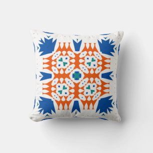 Cojín Decorativo Talavera mexicana ornamental tradicional. Dibujo d