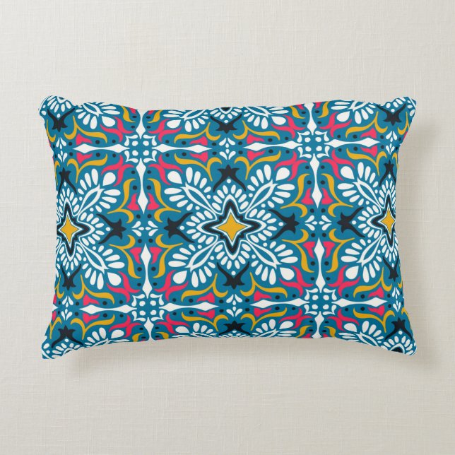 Cojín Decorativo Talavera pattern. Indian patchwork. Azulejos portu (Anverso)