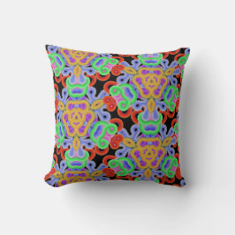 Cojín Decorativo tallarines de fideos, multicolores sobre negro