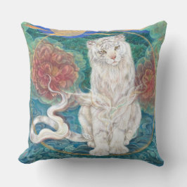 Cojín Decorativo Tamaki: Divine White Tiger of the Moonlit Ring