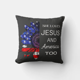 Cojín Decorativo También ama a Jesús y a Estados Unidos