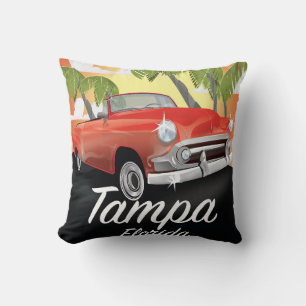 Cojín Decorativo Tampa Florida poster de viaje vintage