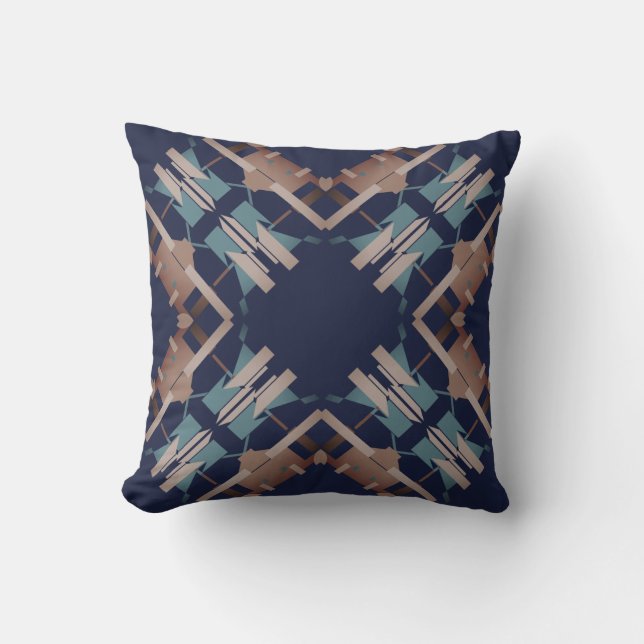 Cojín Decorativo Tan Blue Pink Navy en el Suroeste parecen Crisscro (Anverso)