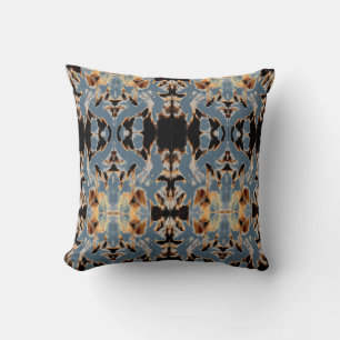 Cojín Decorativo Tan Brown Beige Black Blue Mediterranean Mosaicos