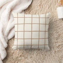 Tan Brown Beige Grid Checkered Scandi Minimalist