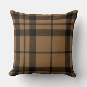 Cojín Decorativo Tan, Brown y la herencia escocesa negra del tartán