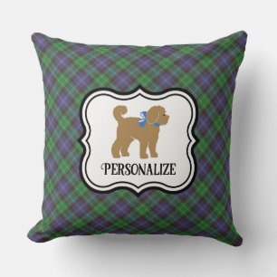 Cojín Decorativo Tan Doodle Doodle Dog Blue Plaid
