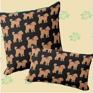 Cojín Decorativo Tan Doodle Doodle Perro Black Background Pillow