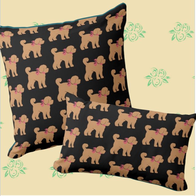 Cojín Decorativo Tan Doodle Doodle Perro Black Background Pillow (Fun doodle decor!)