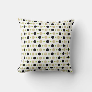 Cojín Decorativo Tan, Green y Black Dots Pillow