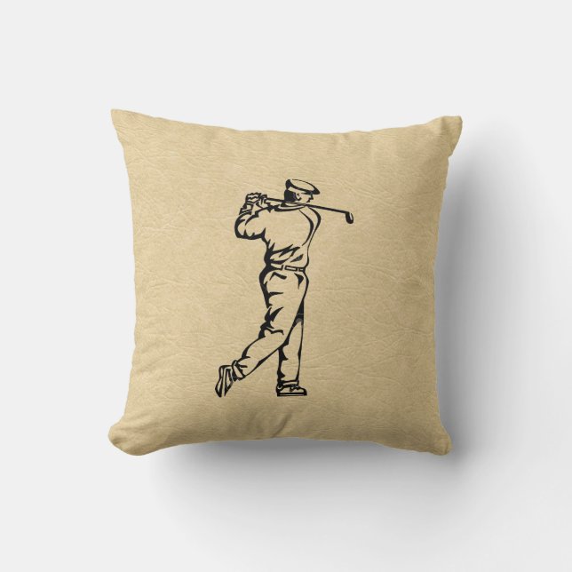 Cojín Decorativo Tan Leather Look Golf Design (Anverso)