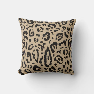 Cojín Decorativo Tan marrón y negro estampado de leopardo animal