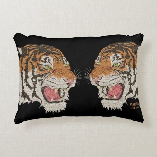 Cojín Decorativo Tan molestos y amargos tigres luchadores negros (Anverso)