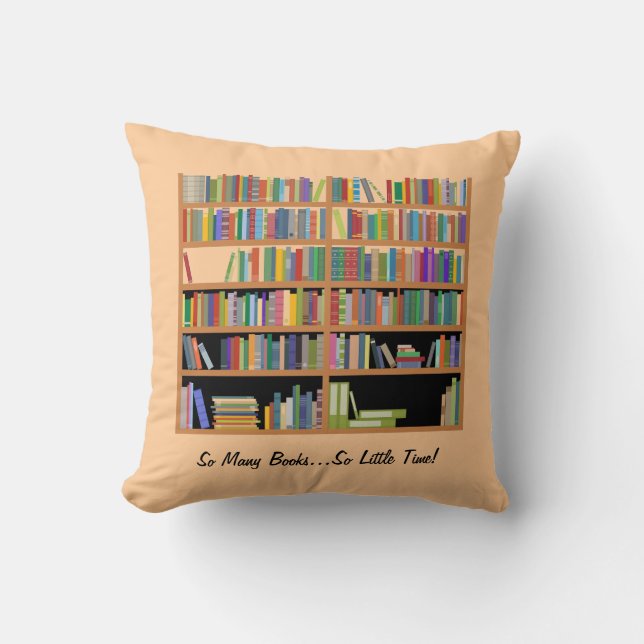 Cojín Decorativo Tan muchos libros (personalizable) (Anverso)