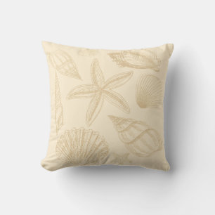 Cojín Decorativo Tan Neutral Beige Seashell Shells Beach House