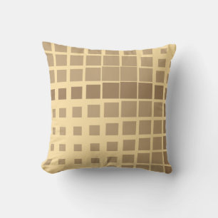 Cojín Decorativo Tan Oro Moderno Desconstruido Plaid Abstracto Geom