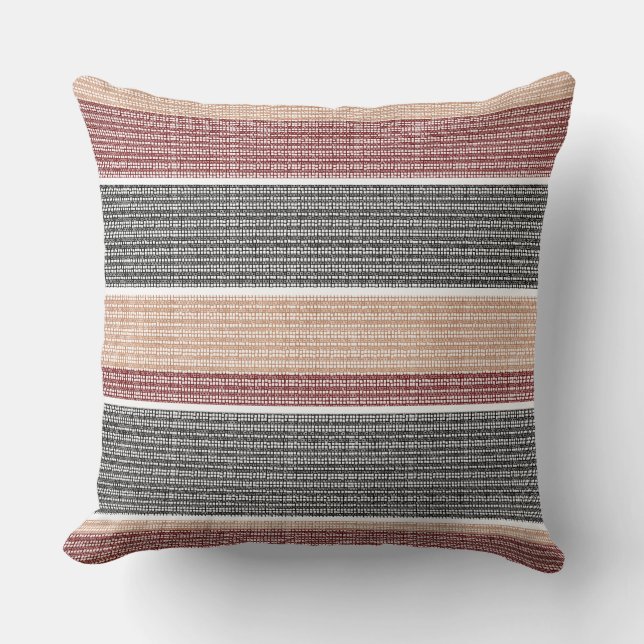 Cojín Decorativo Tan Rojo Blanco Blanco Pequeño Cuadrados Rayas gru (Anverso)