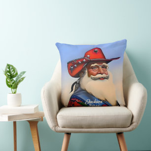 Cojín Decorativo Tan Santa Claus en un Gorra de Vaqueros Navidades