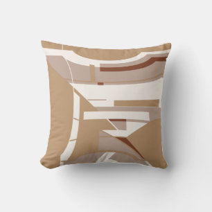 Cojín Decorativo Tan Taupe Blanco Mediterráneo Geométrico Abstracto
