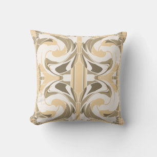 Cojín Decorativo Tan Taupe Marrón Floral Blanco Abstrato Grandes Ba