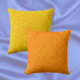 Cojín Decorativo Tangelo Naranja y Empire Yellow Boho Mandala