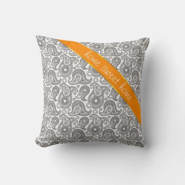 Cojín Decorativo Tangerine Black Paisley (Anverso)