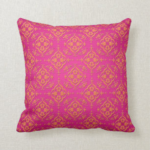 Cojín Decorativo Tangerine Tango Naranja y Rosa Damasco