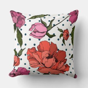 Cojín Decorativo Tanta adorable polka de fondo Floral grabado