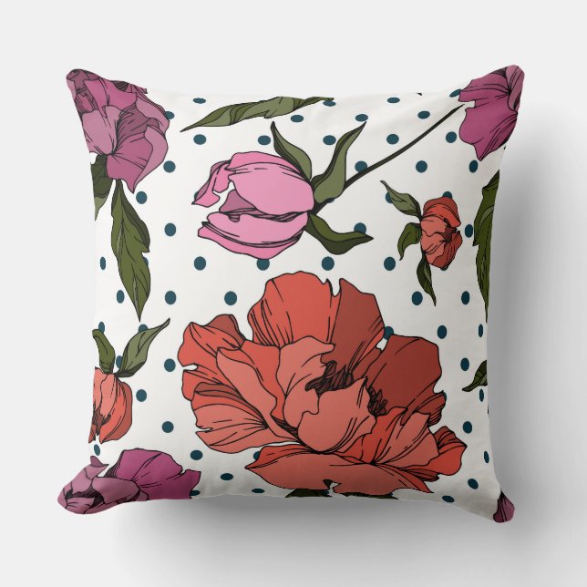 Cojín Decorativo Tanta adorable polka de fondo Floral grabado